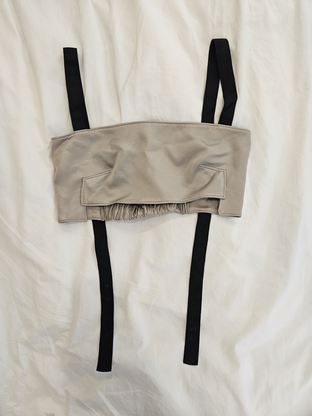 Beige Crop Top with Black Straps